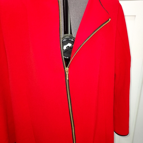 Chic Red V-Neck Dress - Picture 6 of 6